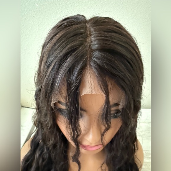 Elegant Black Brown Wavy Hair Wig 26 inch 13x4 free parting wig - Picture 5 of 11